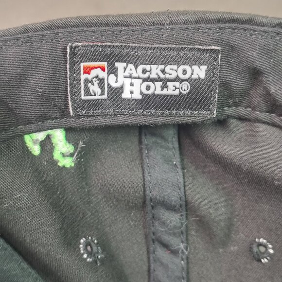 Jackson Hole Wyoming Hat Cap Snap Back Boys Black Ski Resort - Picture 13 of 14
